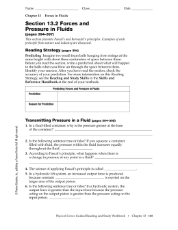 Section 13.2 Forces and Pressure in Fluids