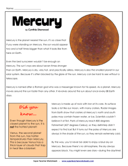 Mercury - Super Teacher Worksheets