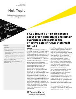 Hot Topic 2008-25: FASB issues FSP on disclosures about