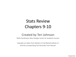 Stats Review Chapters 9-10