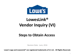 LowesLink® Vendor Inquiry – Steps to Obtain