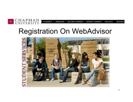 Registration On WebAdvisor