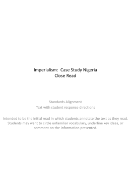 Imperialism: Case Study Nigeria Close Read