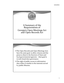 A Summary of the Requirements of Georgia`s Open Meetings Act