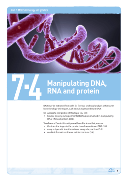 Topic guide 7.4: Manipulating DNA, RNA and protein