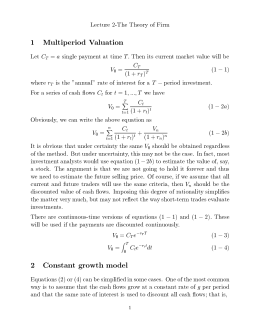 1 Multiperiod Valuation 2 Constant growth model