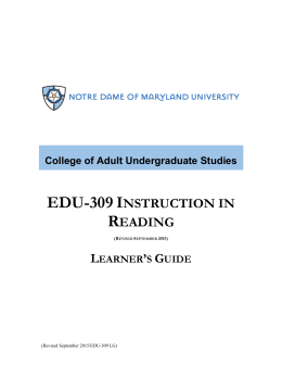 EDU-309 Learner`s Guide