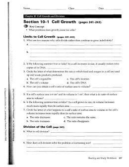 Section 10—1 Cell Growth (pages 241-243)