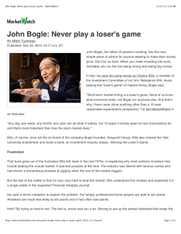 John Bogle: Never play a loser`s game