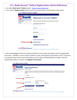 U.S. Bank Access® Online Registration Quick Reference