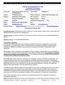 RFP Contract Summary: Requir - Virginia Commonwealth University