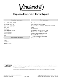 Expanded Interview Form Report