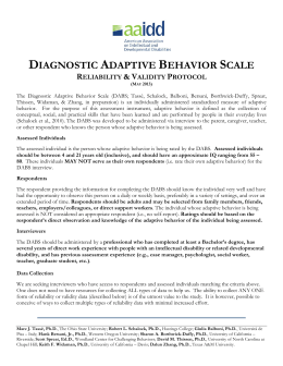 diagnostic adaptive behavior scale reliability