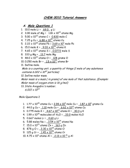 CHEM 0010 Tutorial Answers A. Mole Questions 1