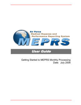 Air Force MEPRS User`s Guide