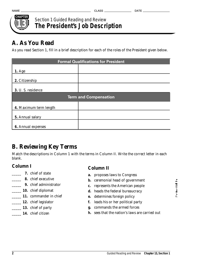 Presidential Succession And The Vice Presidency 3 Core Worksheet 