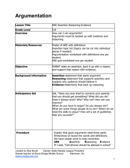 ARE: Assertion Reasoning Evidence Lesson Plan