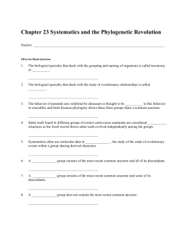 023 Chapter 23 Systematics and the Phylogenetic Revolution