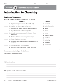 Chemistry: Matter and Change Ch. 1