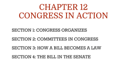 CHAPTER 12 CONGRESS IN ACTION