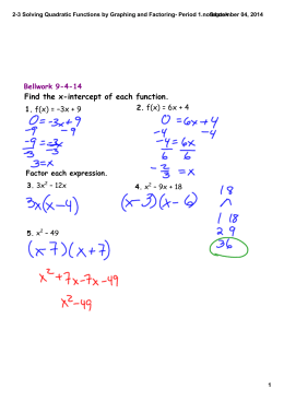 2-3 Solving Quadratic Functions by Graphing and Factoring