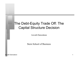The Debt-Equity Trade Off - NYU Stern School of Business