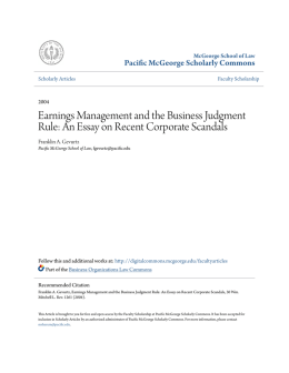 Earnings Management and the Business Judgment Rule