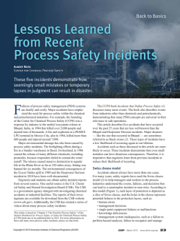 Lessons Learned from Recent Process Safety Incidents