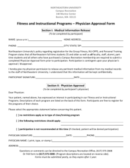 Physician Approval Form - Campus Recreation