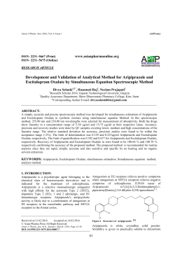 Development and Validation of Analytical Method for Aripiprazole