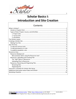 Scholar Basics I: Introduction and Site Creation
