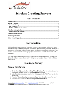 Scholar: Creating Surveys - Online Learning and Collaboration