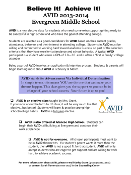 AVID stands for Advancement Via Individual Determination. In
