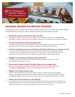 Domestic Student Enrollment Checklist