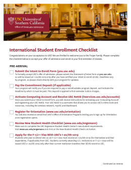 International Student Enrollment Checklist