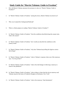 Study Guide for “Harriet Tubman: Guide to Freedom”