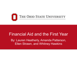 Financial Aid and the First Year
