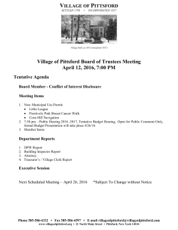 Village of Pittsford Board of Trustees Meeting April 12, 2016, 7:00 PM