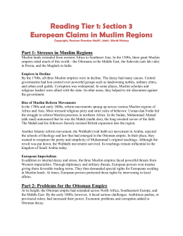 Reading Tier 1: Section 3 European Claims in Muslim Regions