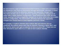 An ionic bond is a type of chemical bond that involves a metal and a
