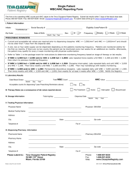 Single Patient WBC/ANC Reporting Form