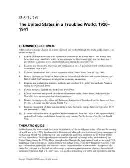 The United States in a Troubled World, 1920– 1941