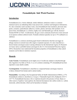 Formaldehyde- Safe Work Practices
