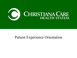 Patient Experience Orientation