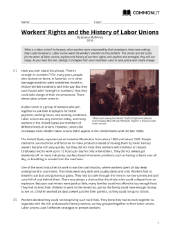 CommonLit | Workers` Rights and the History of Labor Unions