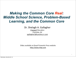 Making the Common Core Real: Middle School Science, Problem