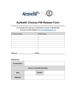 KyHealth Choices PIN Release Form