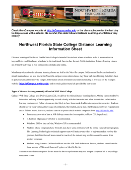 Northwest Florida State College Distance Learning Information Sheet