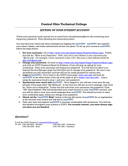 Set up your COTC email - Central Ohio Technical College