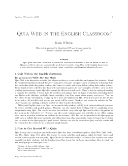 Quia Web in the English Classroom
